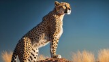 cheetah in the wild, side view, golden hour, Ai Generate 