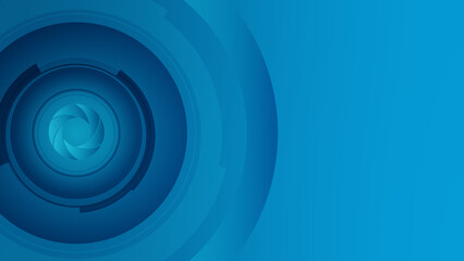 blue camera lens background wallpaper with three dimensional elements