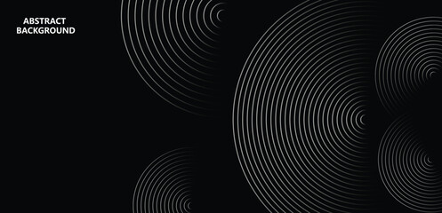 abstract glowing circle lines on dark background. futuristic technology concept. horizontal banner t