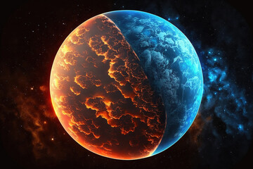 Wall Mural - Super Earth planet, realistic exoplanet, planet that resembles Earth in outer space, and background of planets. Generative AI