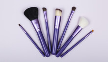 Professional Makeup Brushes And Tools, Makeup Products Set. Beauty And Fashion Concept. Flat Lay
