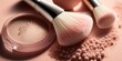 Kosmetik Pinsel und Make-Up Pulver für Schminke der Frau, ai generativ
