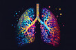 Abstract human lung vector with dots and lines, mix color. Generative Ai