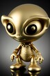 Kleine putzige 3D Alien Sammler Figur aus Plastik in Gold, ai generativ