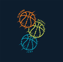 Slam Dunk Basketball Sport Graphic For Young Design T Shirt Print.