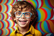 © devee - illustration of a boy wearing glasses / op art