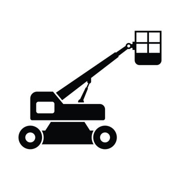 boom lift machine icon design. isolated on white background. vector illustration