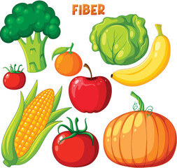 Wall Mural - Vegetables and fruits fiber foods group