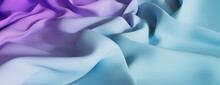 Purple And Cyan Cloth With Wrinkles And Folds. Multicolored Smooth Surface Wallpaper.