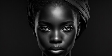  Hübsche junge Afrikanerin posiert als Model für Porträt Aufnahmen im Studio, ai generativ