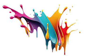 Wall Mural - colorful paint splash. isolated design element on the transparent background. generative ai.