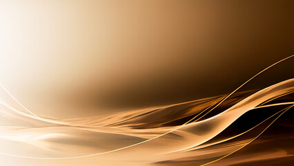 Poster - Abstract Shiny Wavy Motion Background In Brown Color.