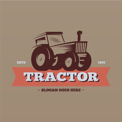 Sticker - Farm tractor logo design. Tractor logo for agricultural farming. Farm tractor logo design template