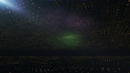 Wall Mural - Particle background animation, Futuristic mysterious flowing digital particles wave de-focus virtual reality abstract cyber space environment background. 