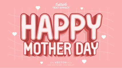 Wall Mural - Editable text effect Happy Mother's Day template style premium vector