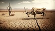 Devastating Drought Illustration - A Harsh Reminder of the Impacts of Climate Change. Generative ai illustration
