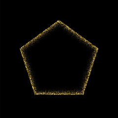 Wall Mural - pentagon gold frame made of glitters with bright glow light effect vector illustration. abstract gol