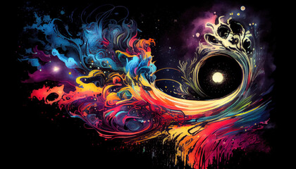 Wall Mural - abstract colorful fractal swirl background - By Generative AI