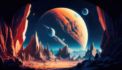 Wall Mural - alien planet in space - By Generative AI