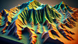 3D Topographic height map, geology survey. Topographic cartography Generative AI