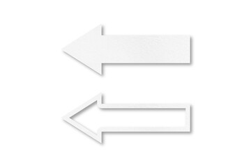 White paper arrow isolated on transparent background