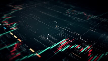 Leinwandbilder - Business stock market, trading, info graphic with animated graphs, charts and data numbers insight analysis to be shown on monitor display screen for business meeting mock up theme