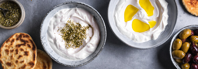 Wall Mural - Labneh yogurt cream cheese dip