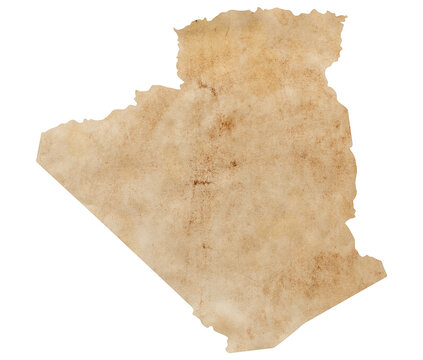 Fototapete - map of Algeria on old brown grunge paper	