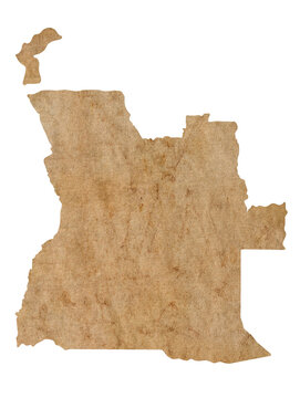 Fototapete - map of Angola on old brown grunge paper	
