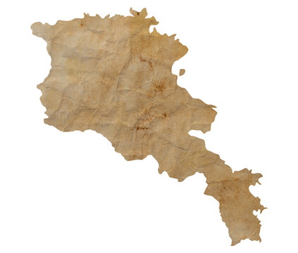 Fototapete - map of Armenia on old brown grunge paper	