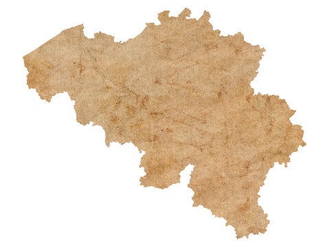 Fototapete - map of Belgium on old brown grunge paper	