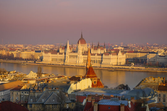 budapest parliament at the sunset, hungary