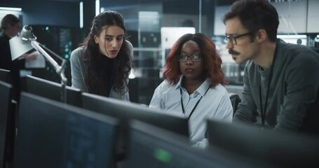 Aufkleber - Team of Three Multiethnic Diverse Software Developers Talk, Discuss an AI Project. Empowered Black Female Specialists and Two Colleagues Work on Digital E-Commerce Startup Business