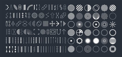 icon set in thin line style. collection of different graphic elements for design. vector illustratio