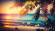 Blurred tropical beach background. Summer vacation. Based on Generative AI
