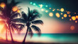 Blurred tropical beach background. Summer vacation. Based on Generative AI