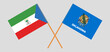 Crossed flags of Equatorial Guinea and The State of Oklahoma. Official colors. Correct proportion