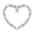 Lavender heart. Lavender frame design. Vector illustration