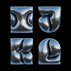 Wall Mural - 3d rendered set of letters made of metallic foil with bold inflated shape.