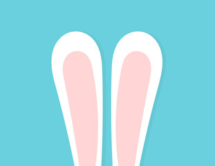 Wall Mural - cute funny easter bunny ears on blue background. happy easter card.