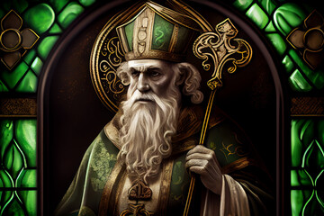 saint patrick, christian missionary and bishop from ireland, st. patrick's day, generative ai
