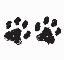 Paw Print Distressed, Dirty Vector Illustration