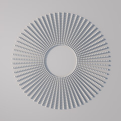 Wall Mural - Circle with white particles. Abstract monochrome illustration, 3d render.