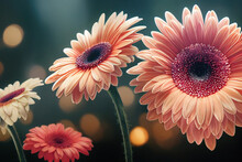 Beautiful And Ravishing Floral Garden In Colorful Blossom Gerbera Flowers Vibrancy Of Springtime With Insane Realistic Detail And Texture Of The Petals And Stems By Generative AI.