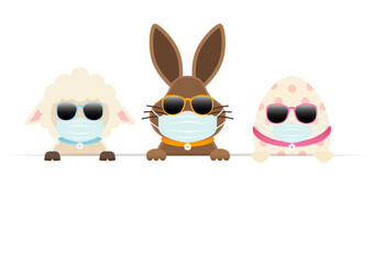 Poster - Schaf, Osterhase & Osterei Maske Sonnenbrille Banner