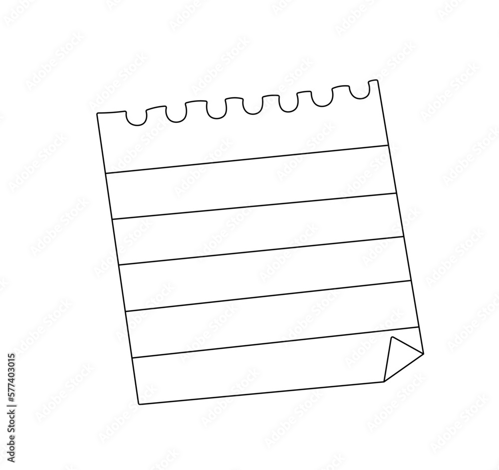 Square Line Note Vector isolated one single note square lined piece of paper colorless ...