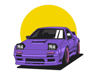 Sticker - purple car coloring for vehicle vector illustration design