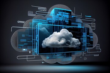Wall Mural - cloud computing technology concept background, digital illustration. generative ai