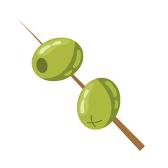 Poster - green olives in stick