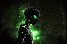 Green Alien, Illustration, Generative Ai